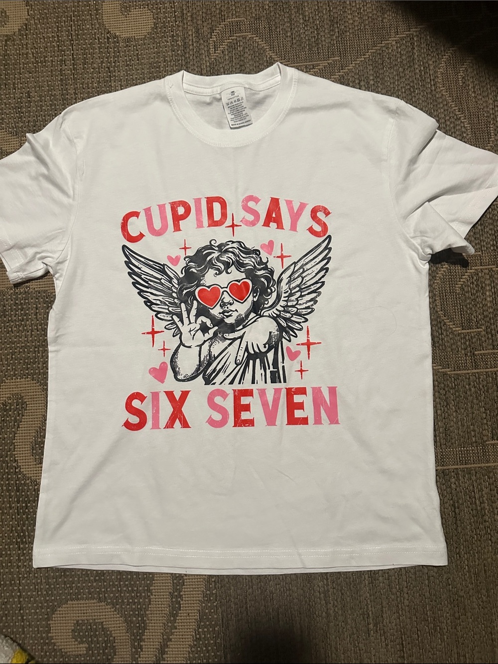 Kids White 'Cupid Says' Graphic Tee with Pink Accents